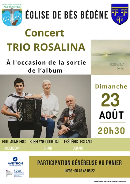 Concert du trio Rosalina, à Bes Bédène