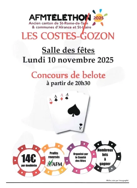 Concours de belote au profit du Téléthon