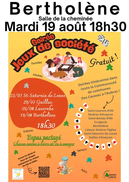 Soirée jeux de société à Bertholène