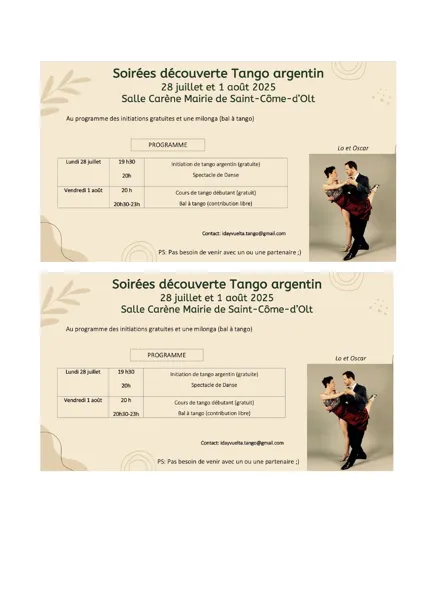 Soirées découverte Tango argentin