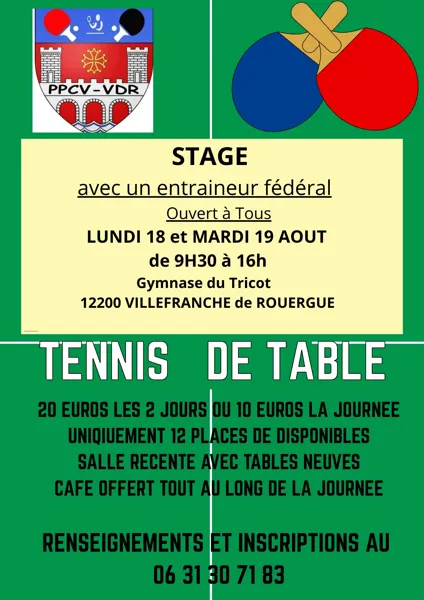 Stage de Tennis de table