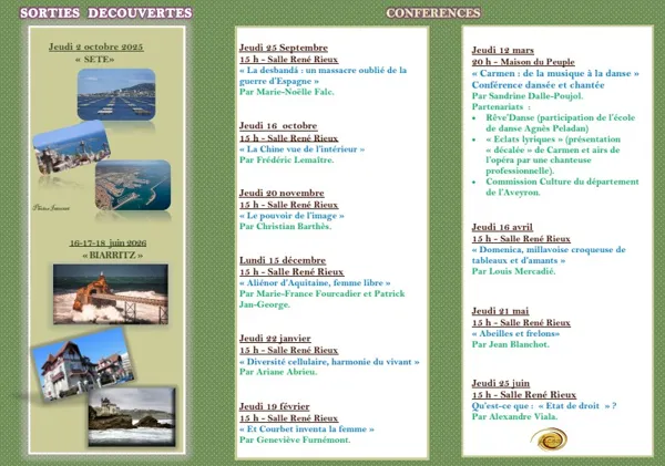 Conférences et sorties ACSA - 2025-2026