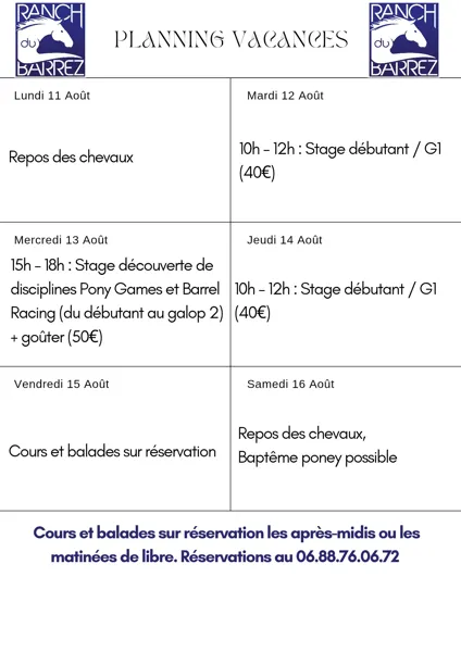Stages au Ranch du Barrez