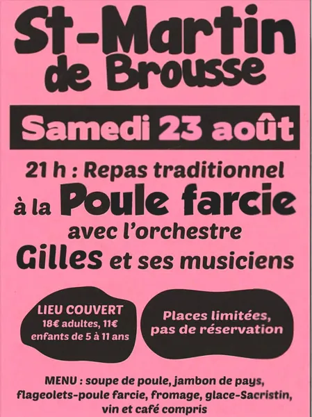 Repas poule farcie à St-Martin de Brousse