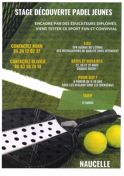 Stage découverte Padel jeunes