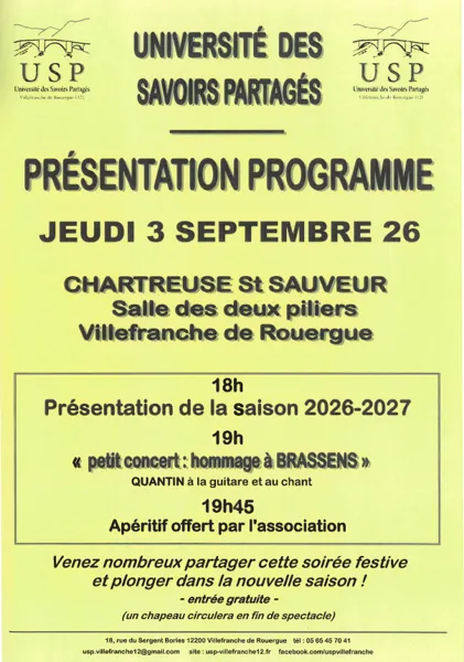 Présentation du programme de l'USP et concert