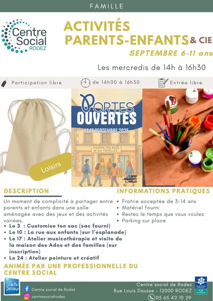 Activités Parents & Enfants 6-11 ans en septembre avec le Centre social de Rodez