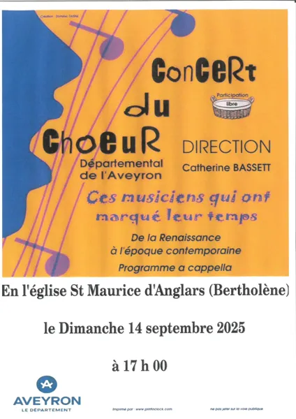 Concert du Chœur départemental de l'Aveyron à Bertholène