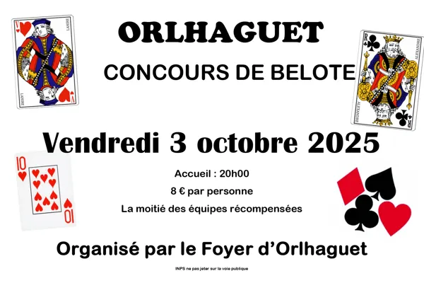 Concours de belote à Orlhaguet