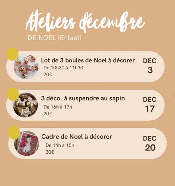 Atelier Enfant Art Floral : Lot de 3 boules de Noël à décorer