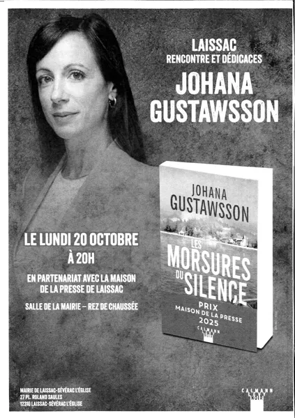 Rencontre et dédicaces de Johana GUSTAWSSON à Laissac
