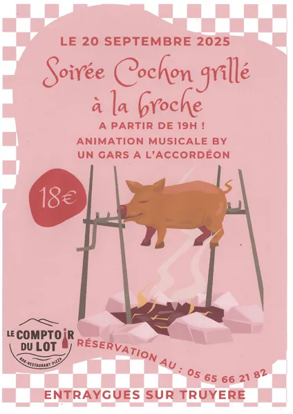 Soirée accordéon et cochon grillé à la broche