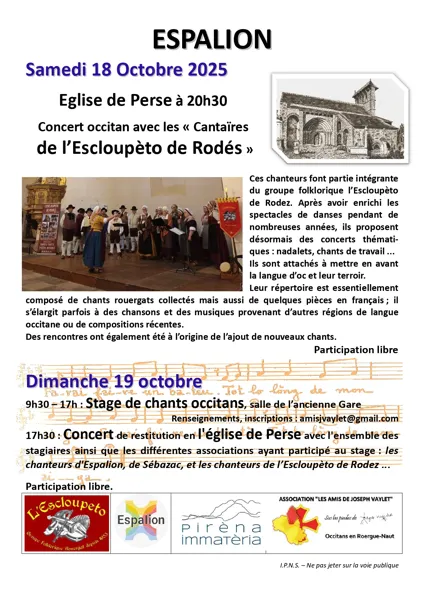 Concert avec les Chanteurs de L’Escloupèto de Rodés