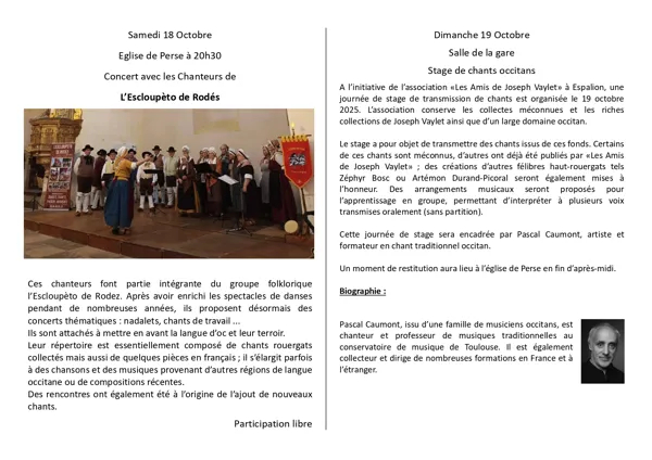 Concert avec les Chanteurs de L’Escloupèto de Rodés