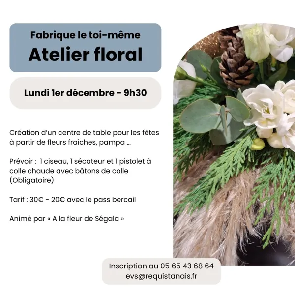 Atelier floral : centre de table de Noel
