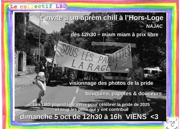 Evènement LBD projection des photos de la Pride Rurale de Najac + CANTINE