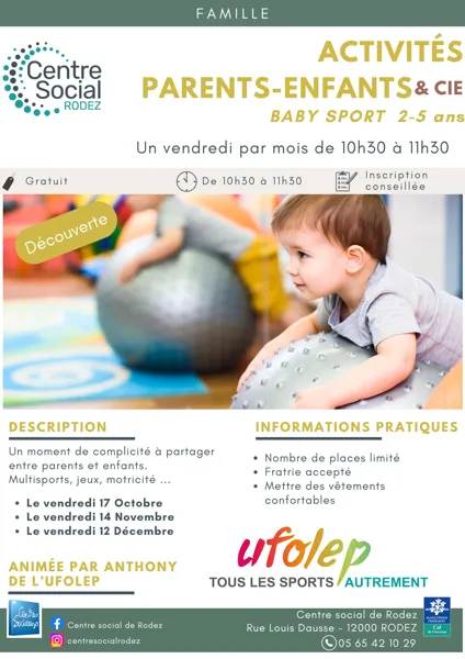 Baby-sport 2-5 ans - Un vendredi par mois
