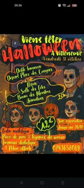 Soirée Halloween à Villeneuve