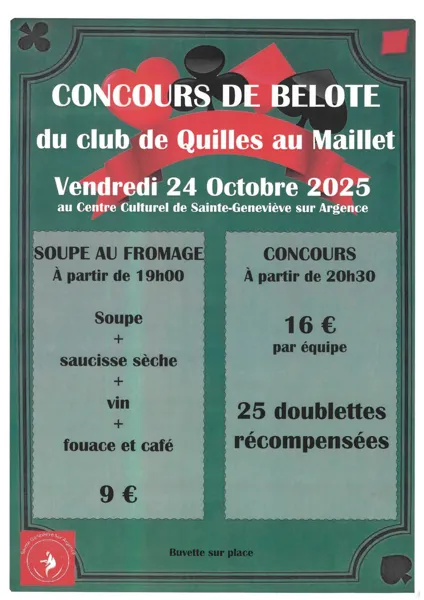 Concours de belote par les quilles au maillet de Sainte Geneviève sur Argence