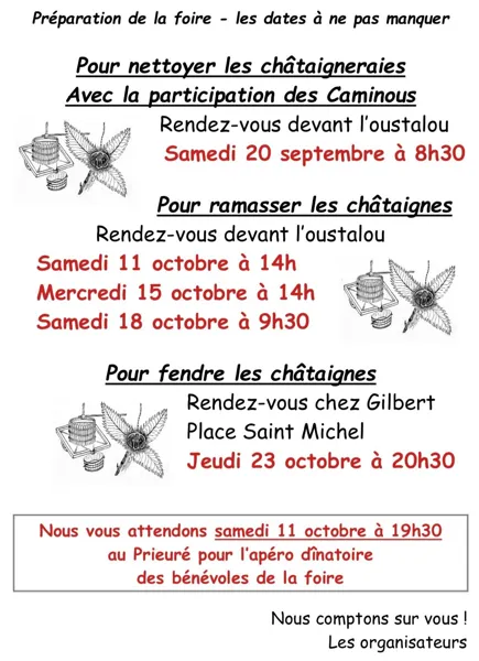 Préparation de la foire de la châtaigne de Castelnau