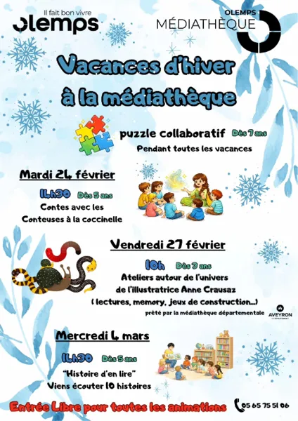 Vacances d'hiver à la médiathèque
