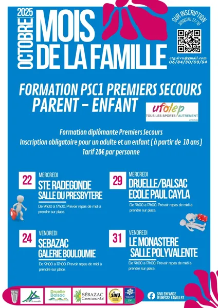 Formation PSC1 premiers secours parent et enfant
