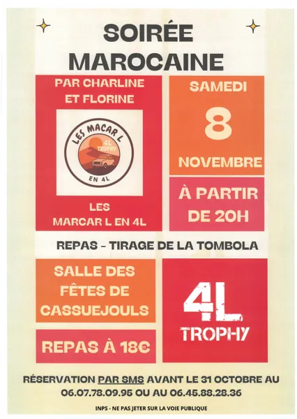Soirée marocaine et tirage de tombola