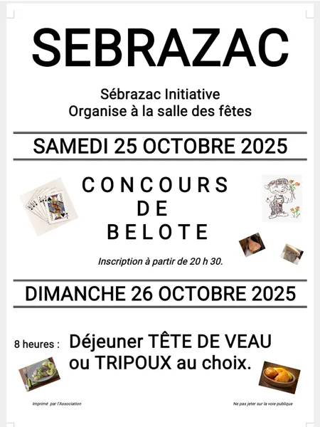 Concours de Belote et déjeuner tête de veau ou tripoux
