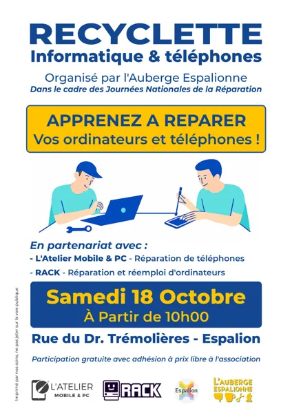 Recyclette : atelier réparation informatique et téléphones