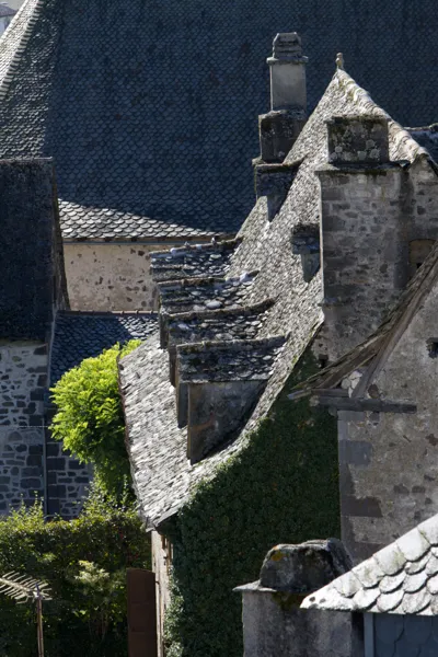 Les toits de lauze depuis l'esplanade du château