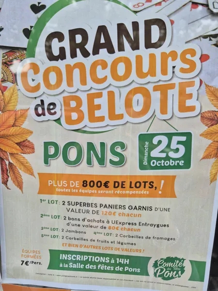 Concours de belote des chataignes à Pons