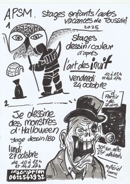Stage de dessin pour les enfants vacances de la Toussaint - Vieux Moulin
