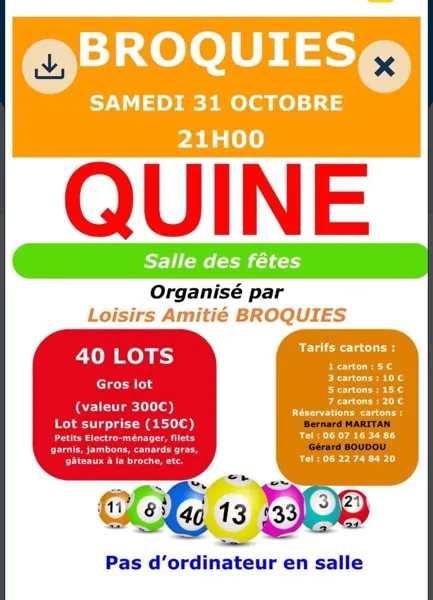 Quine organisé par Loisirs Amitié Broquiès