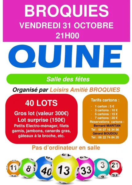 Quine organisé par Loisirs Amitié Broquiès