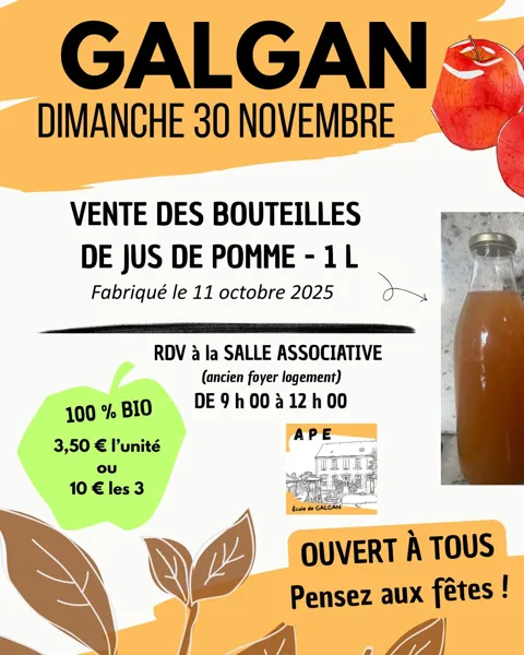 Vente des bouteilles de jus de pommes