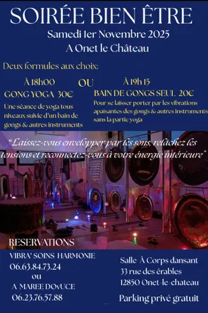 Soirée bien être : Gong Yoga ou Bain de Gong seul