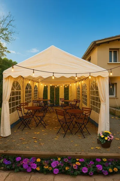 Le chapiteau de réception, camping canoé gorges du tarn