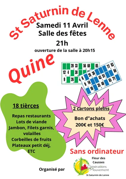 Quine de l'association Fleurs des Causses