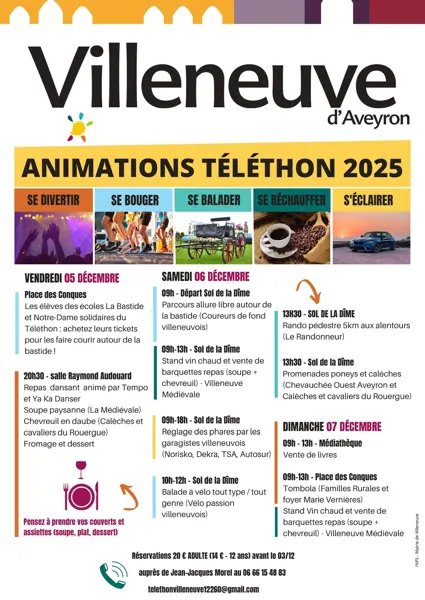 Animations Téléthon 2025 à Villeneuve