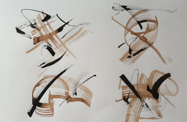 Calligraphie réalisée lors d'un atelier de gestuelle par un participant, Isabelle Bos