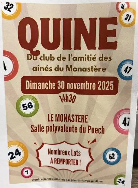 Quine du Club de l’Amitié des Aînés du Monastère