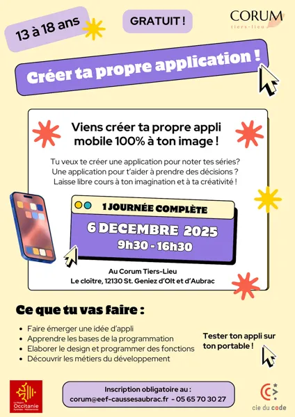 Atelier spécial jeunes : Crée ta première application au Corum