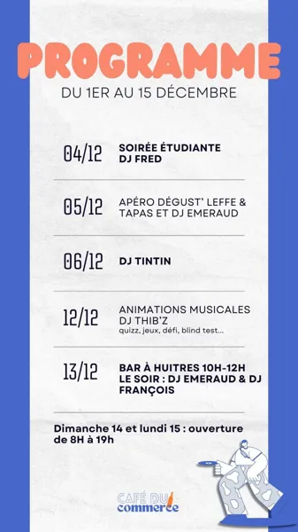 Bar à Huîtres et DJ au Commerce