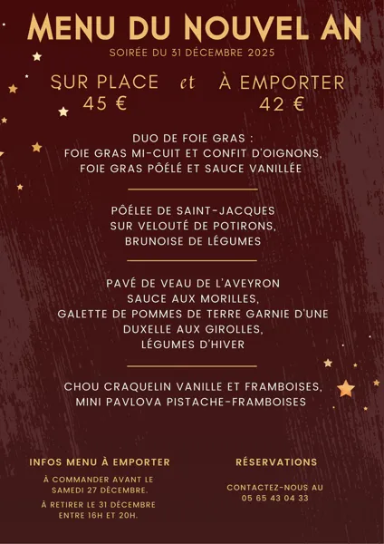 Menu du nouvel An à l'Hôtel Malpel