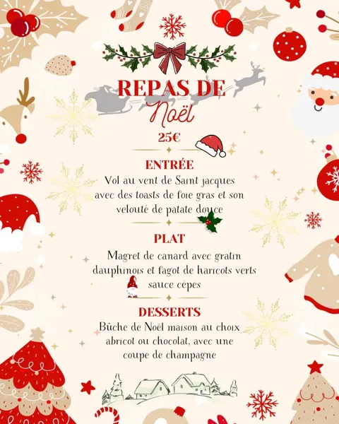 Menu de Noël, Restaurant le Brias