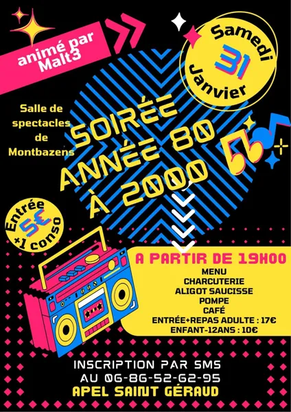 Soirée année 80 à 2000