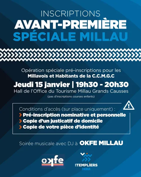Pré inscriptions avant-première spéciale Millau pour le Festival des Templiers - OKA 2026 !
