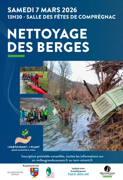 Nettoyage des berges du Tarn à Comprégnac