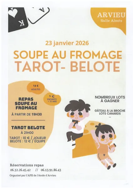 Soirée Soupe au fromage- Tarot/Belote de l'APE