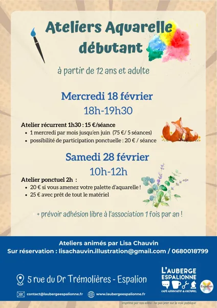 Atelier d'initiation à l'aquarelle